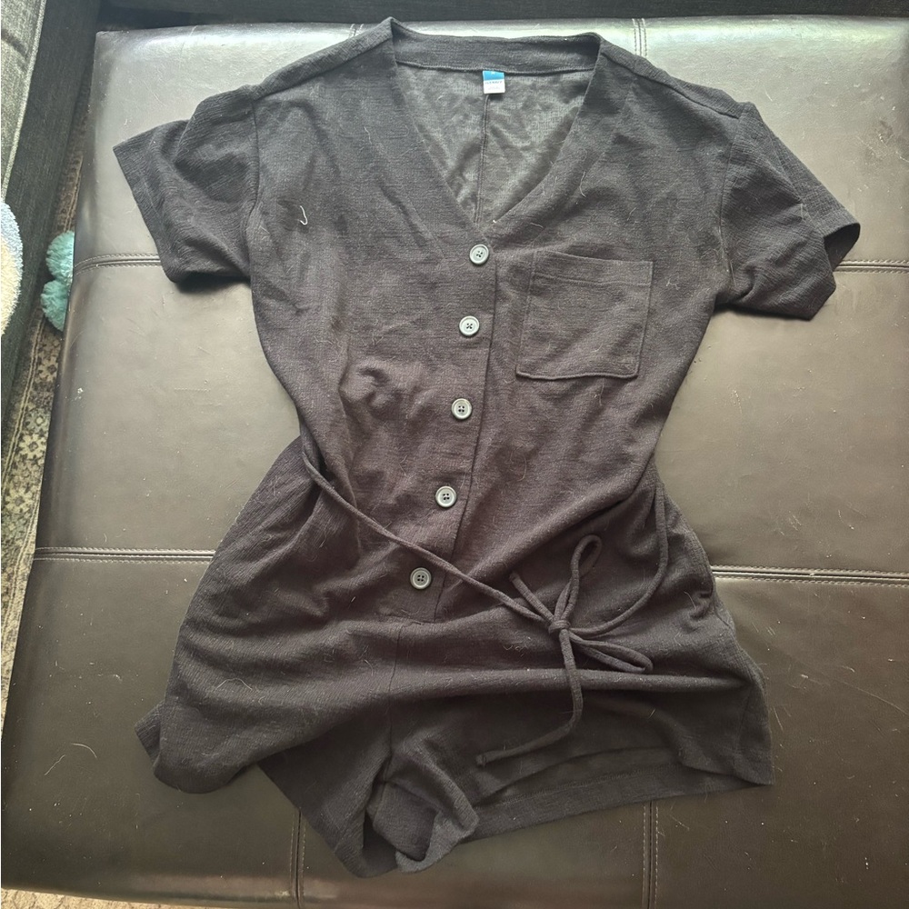 Old Navy Brown Cuffed Sleeve Jumpsuit